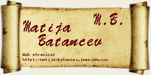 Matija Batančev vizit kartica